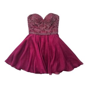 Sherri Hill Beaded Sweetheart Mini Dress - Fuchsia Beautiful Formal Dress